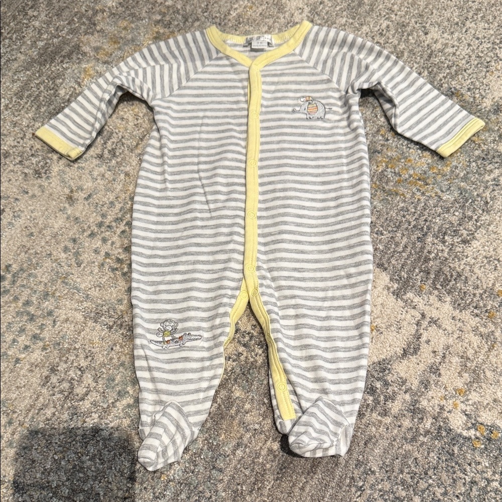Kissy Kissy Striped Footie with Yellow Accents